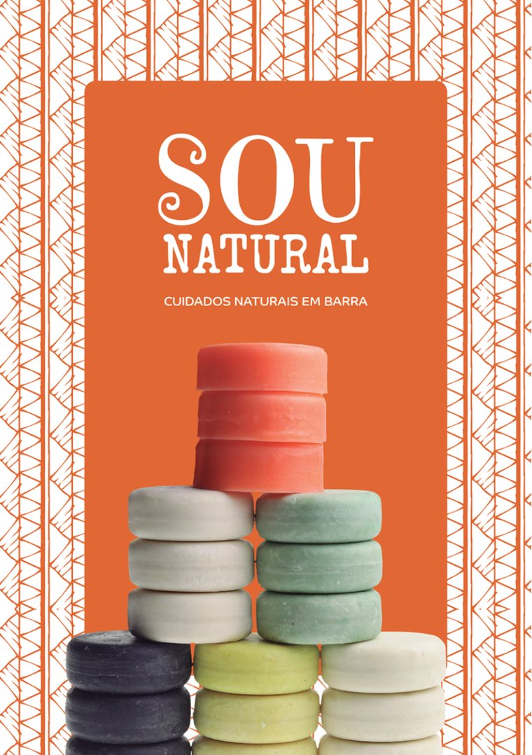 Capa do catálogo Sou Natural com barras de sabonete coloridas